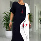 Lovely Black White Abstract Face Print Loose Maxi Dress