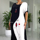 Lovely Black White Abstract Face Print Loose Maxi Dress