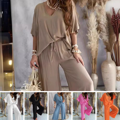 ✨2024 New Products 49% OFF💖Solid Color Women's Loose Fit Jumpsuit Set