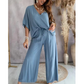 ✨2024 New Products 49% OFF💖Solid Color Women's Loose Fit Jumpsuit Set