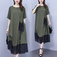 🔥Summer Sale 50% OFF 🔥Women's Round Neck Patchwork Loose Dress