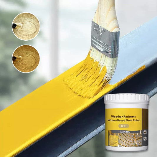 Weather resistant water-based gold paint