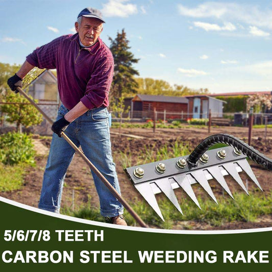 🔥5/6/7/8 Teeth Carbon Steel Garden Weeding Rake