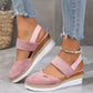 Closed Toe Strappy Low Wedge Sandals