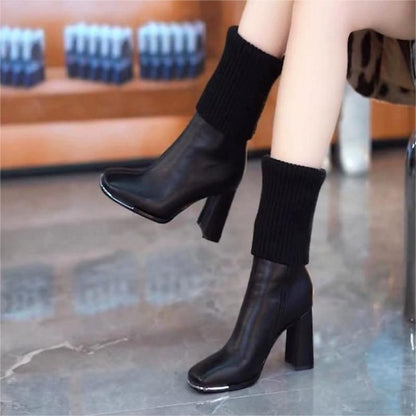 ✨🎅Christmas Sale 50% OFF🔥🎁Best Gift for Her - Fashion Stretch Knitted High Chunky Heel Boots for Women
